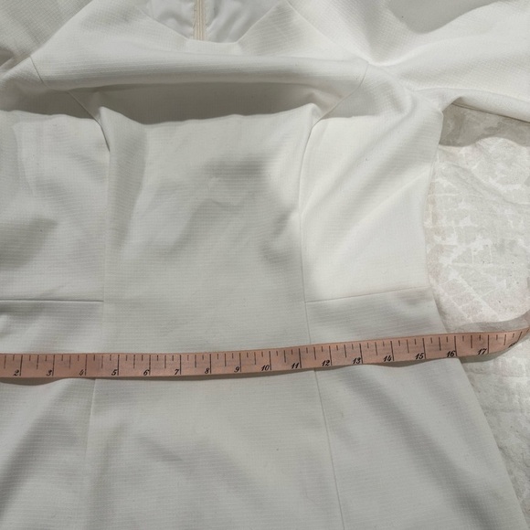 Shoshanna White Sheath Midi Dress Crew Neck fitted lined - Picture 6 of 9